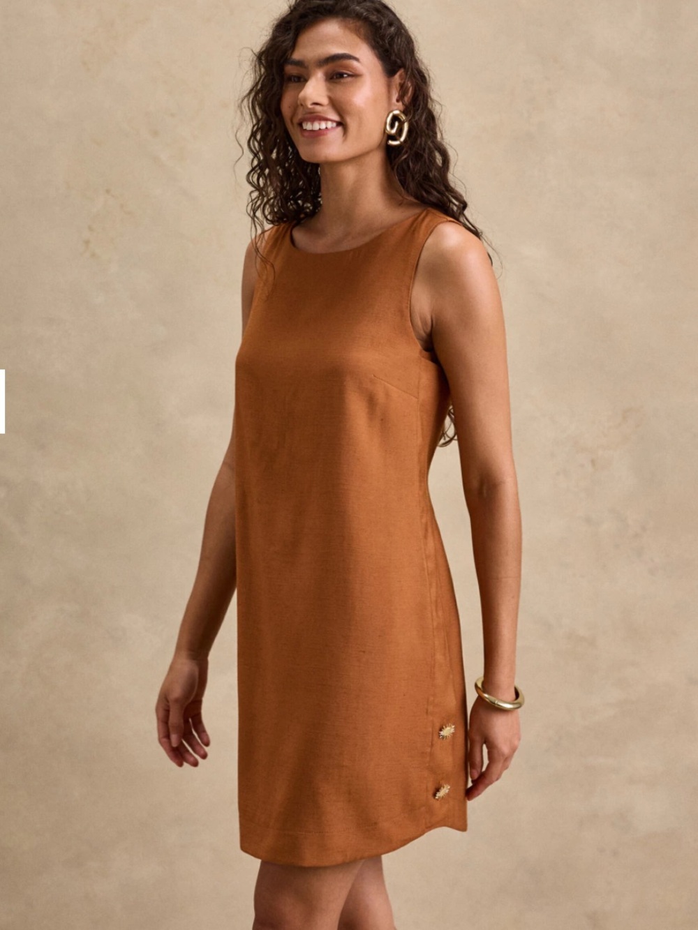 NWT Sleeveless Shift Dress in Russet Brown